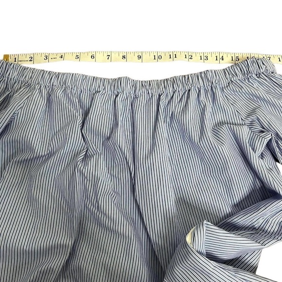 Lucca  Shirt‎ Dress Off Shoulder Blue Striped Nautical Beach Size M - Picture 10 of 11